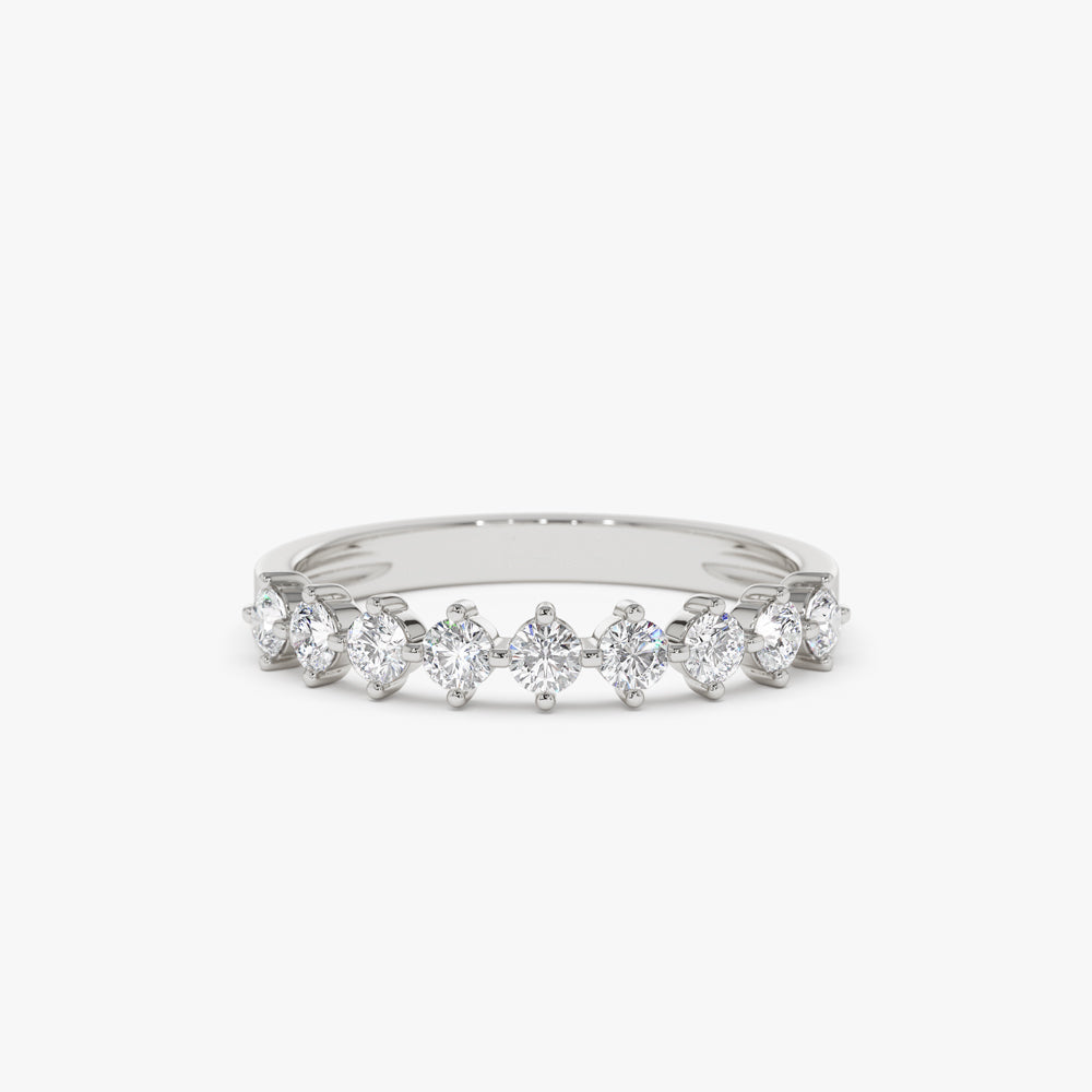 14k 9 Stone Prong Setting Women's Diamond Wedding Ring 0.55 ctw - Geum Jewels