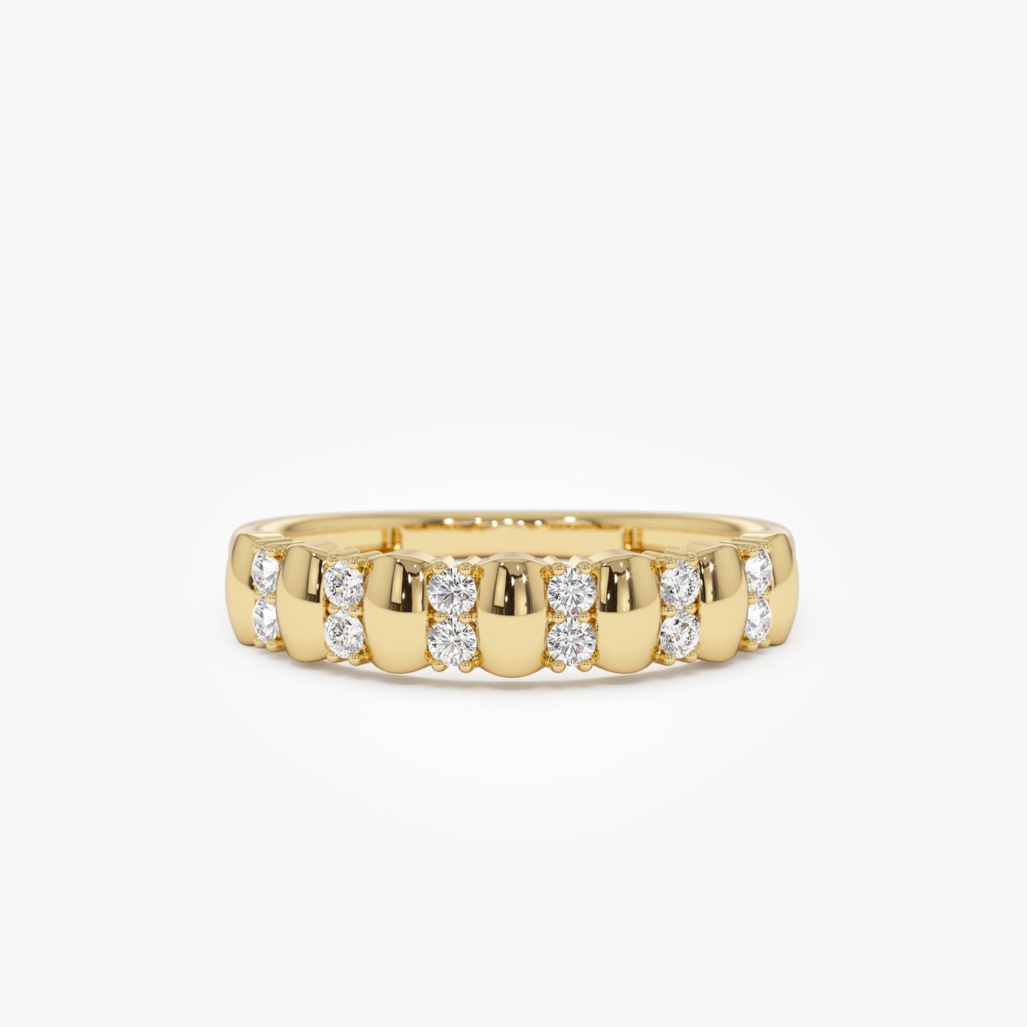 14K Alternating Diamond Bar Band - Geum Jewels