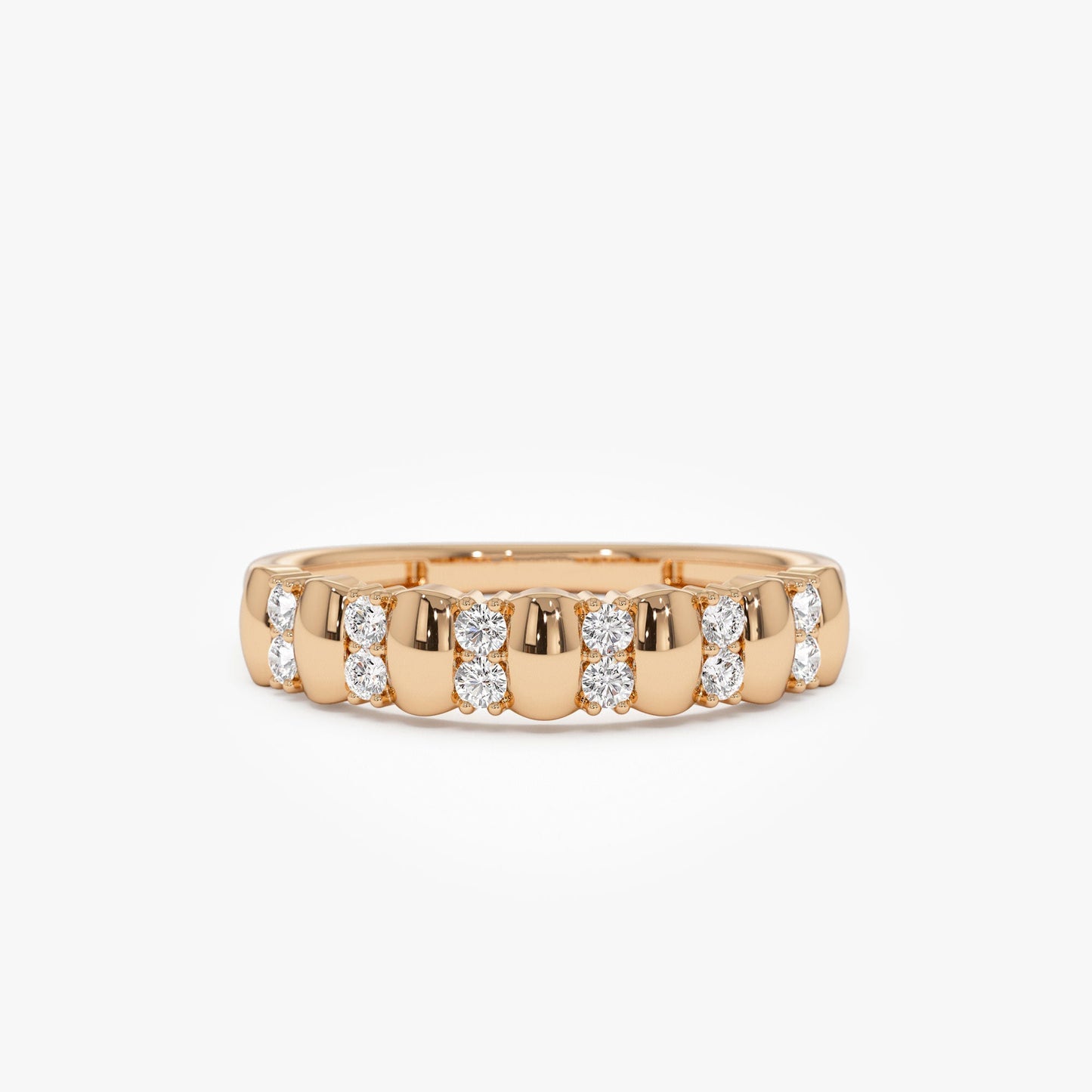 14K Alternating Diamond Bar Band - Geum Jewels