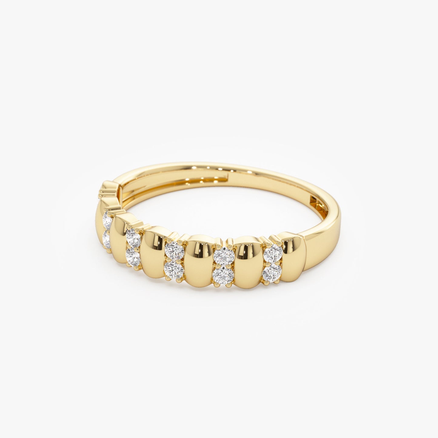 14K Alternating Diamond Bar Band - Geum Jewels