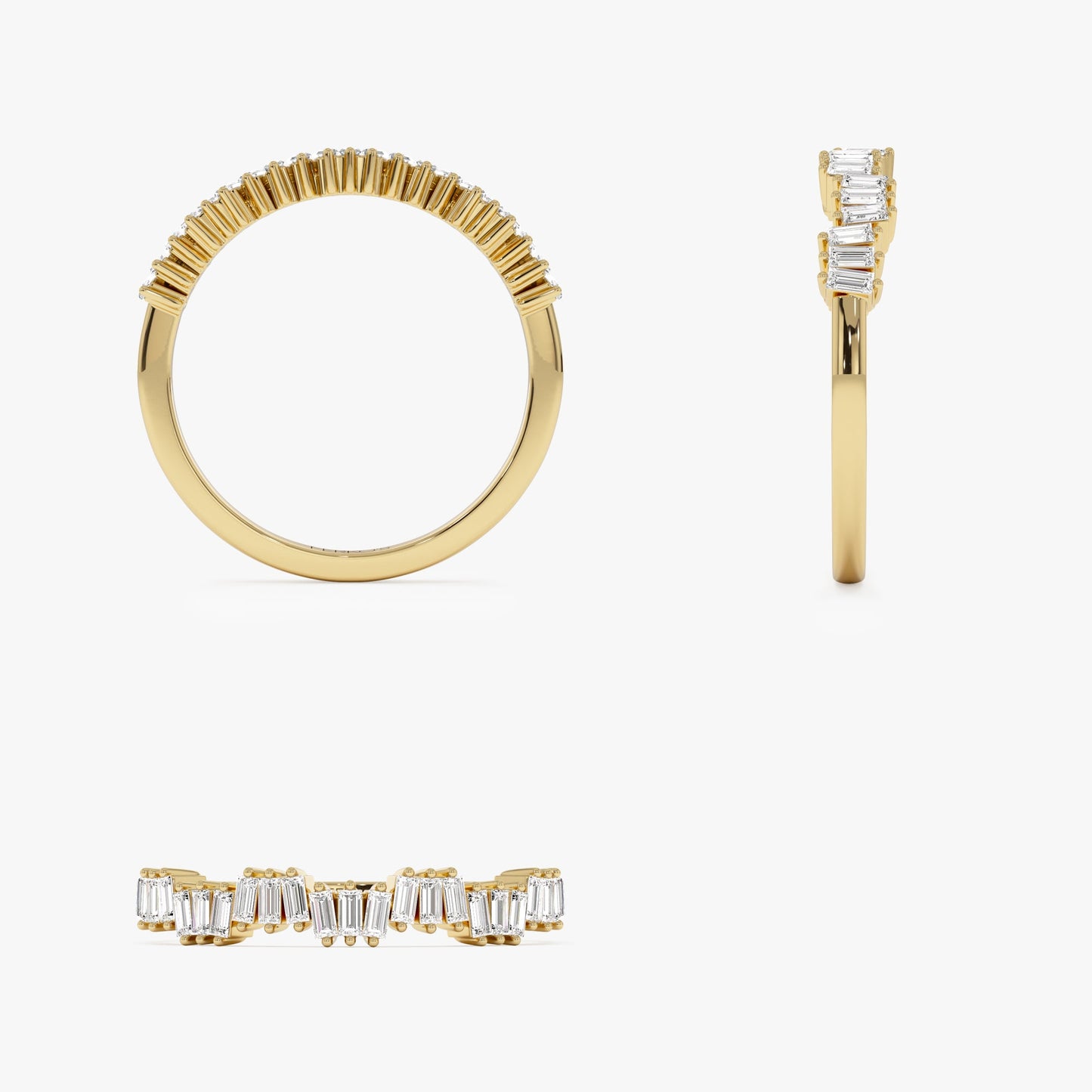 14k Asymetrical Baguette Diamonds Ring
