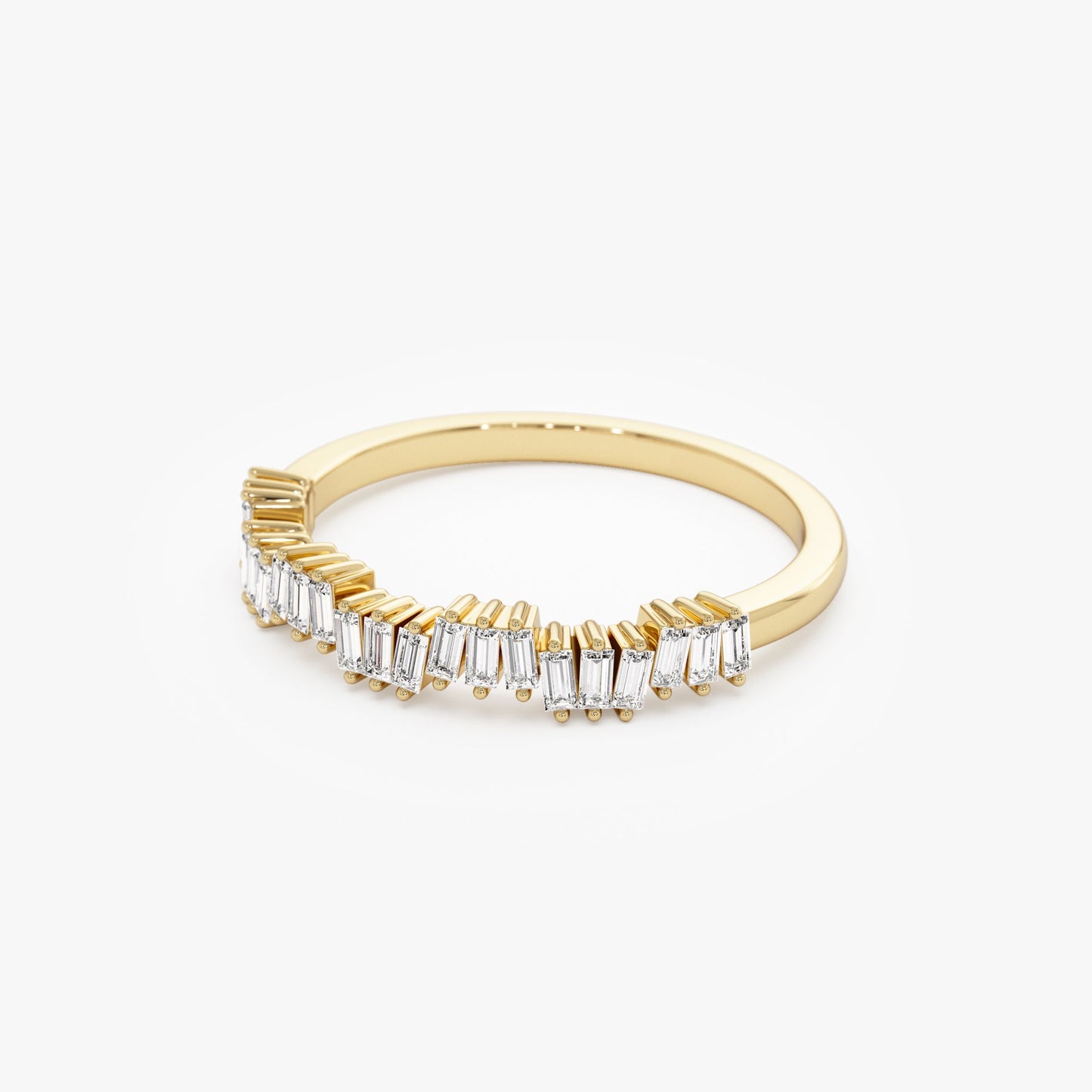 14k Asymetrical Baguette Diamonds Ring - Geum Jewels