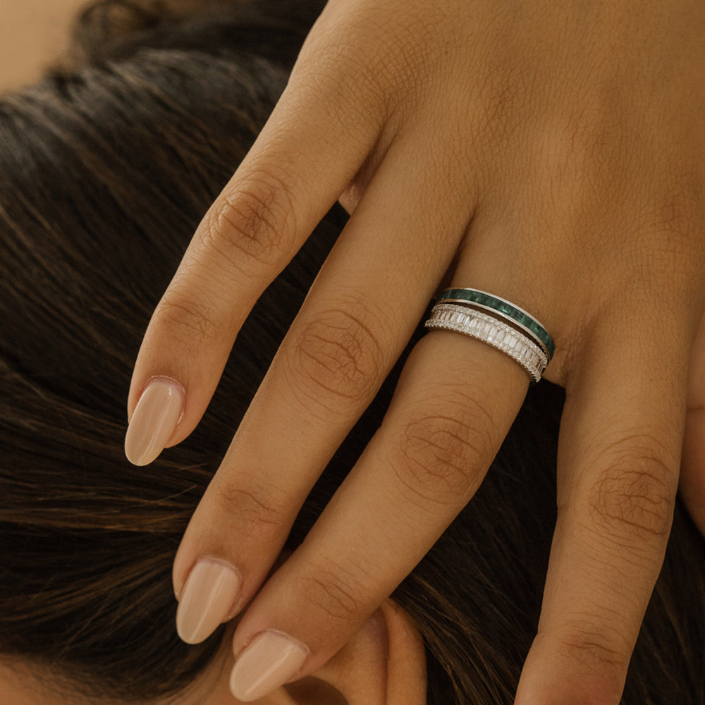 14K Baguette Diamond Anniversary Ring 0.75ctw