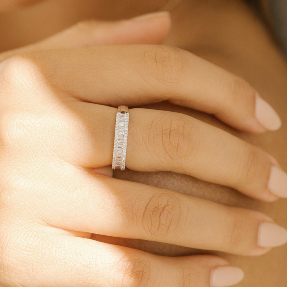 14K Baguette Diamond Anniversary Ring 0.75ctw