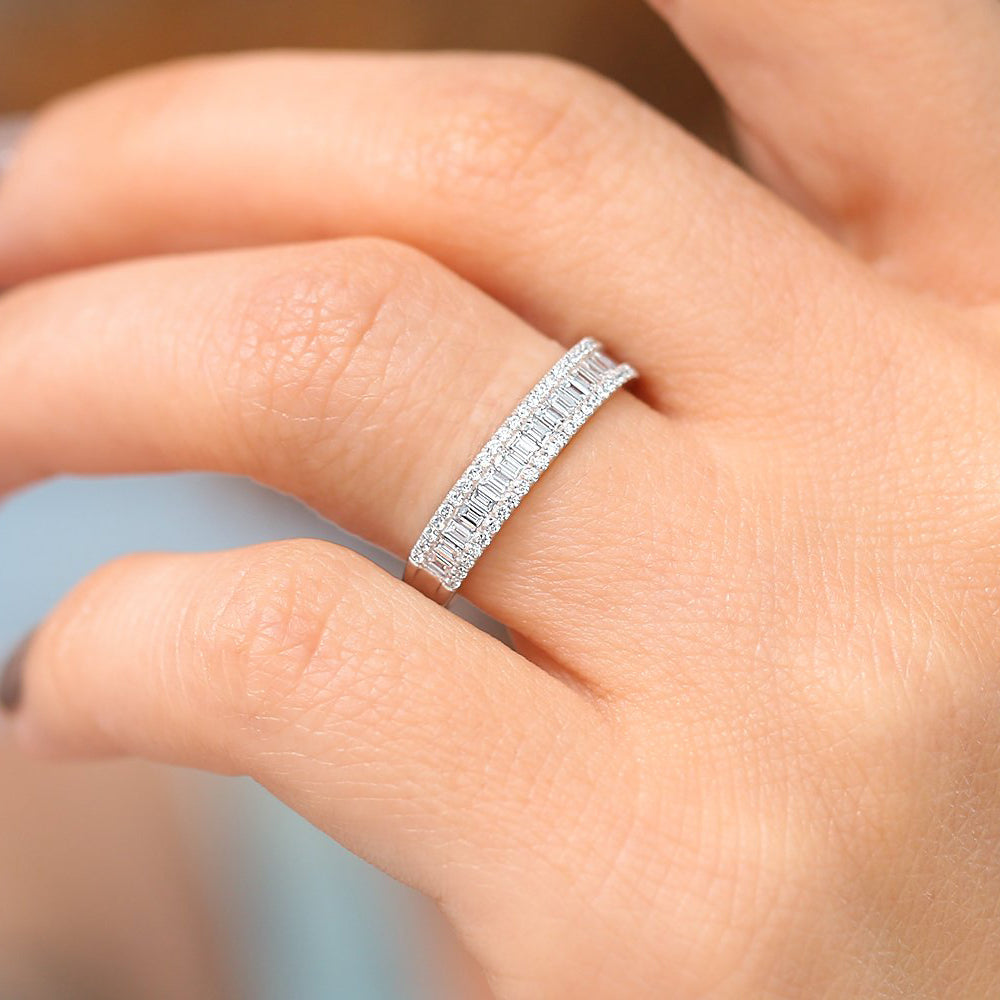 14K Baguette Diamond Anniversary Ring 0.75ctw