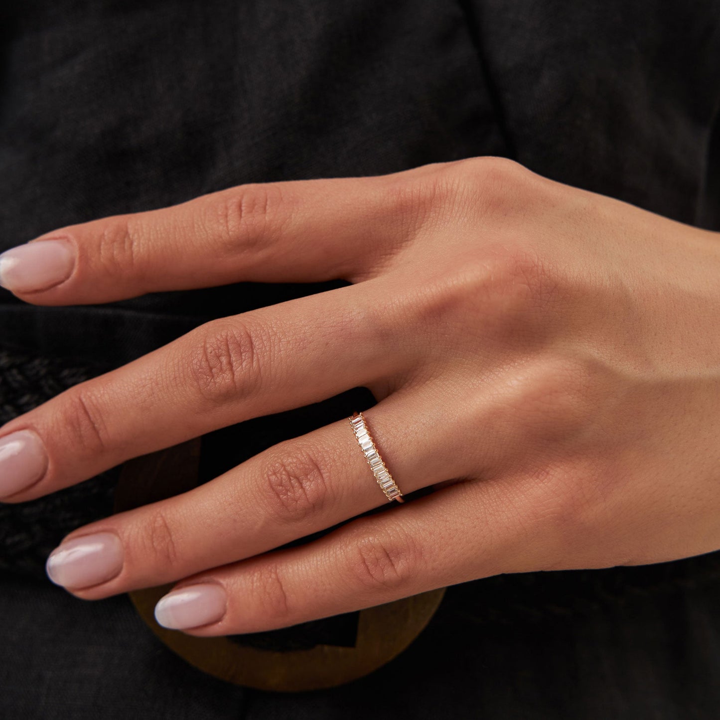 14k Baguette Diamond Wedding Band