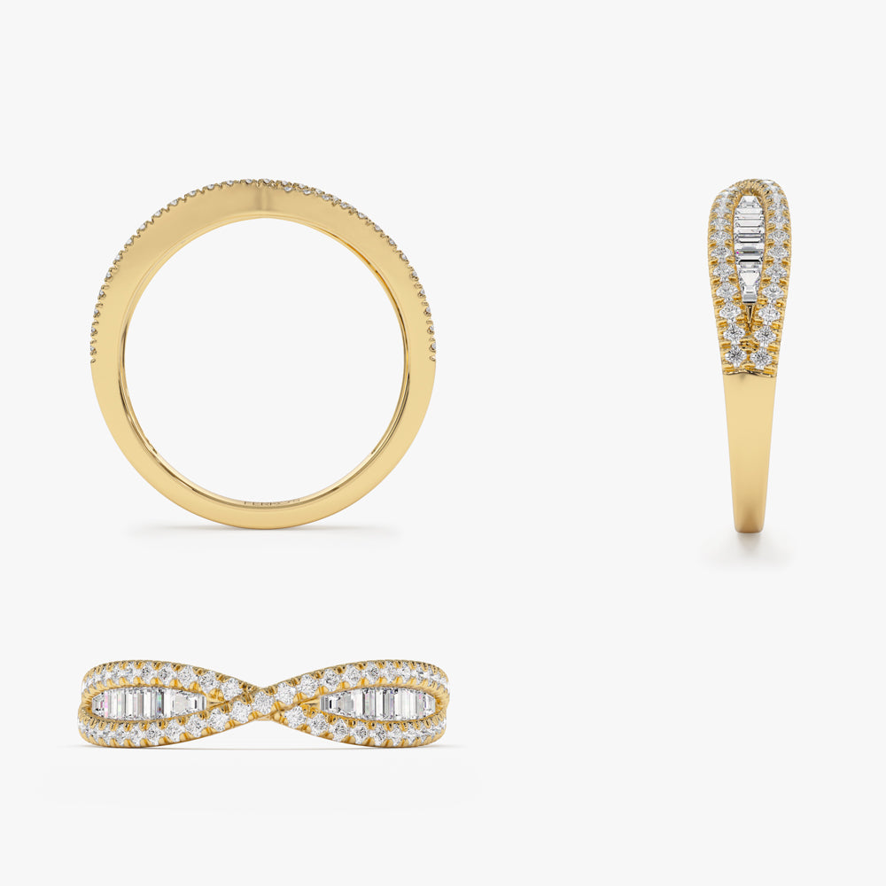 14k Baguette & Round Diamond Nesting Ring