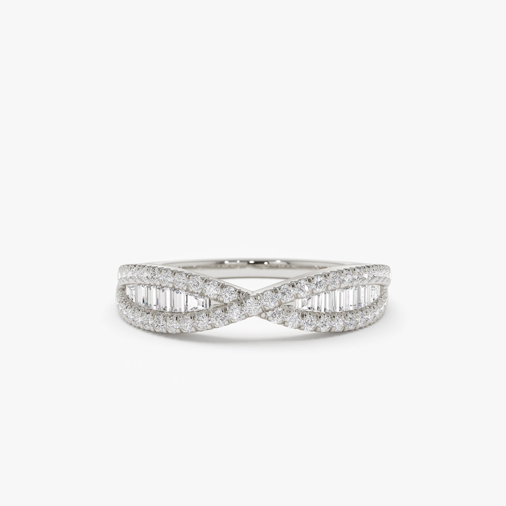 14k Baguette & Round Diamond Nesting Ring - Geum Jewels