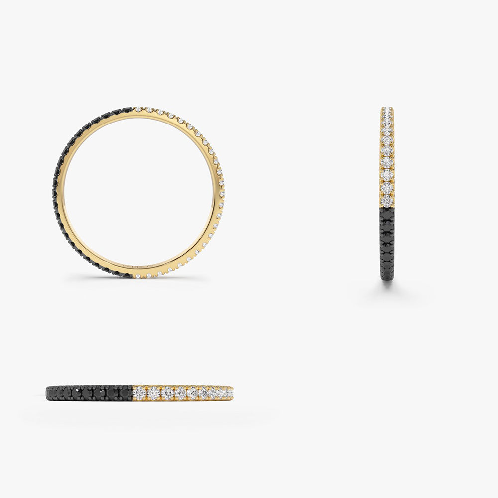 14k Black & White Diamond Micro Pave Eternity Band