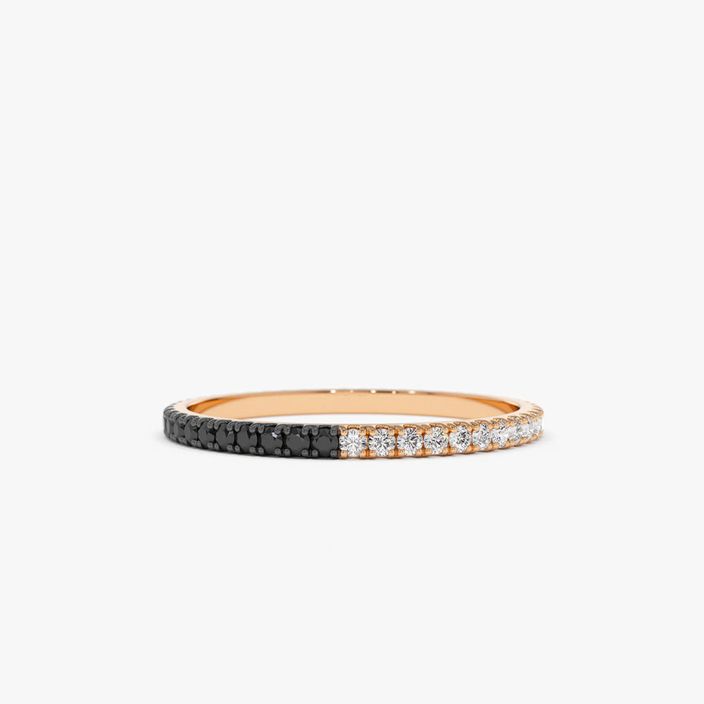 14k Black & White Diamond Micro Pave Eternity Band - Geum Jewels