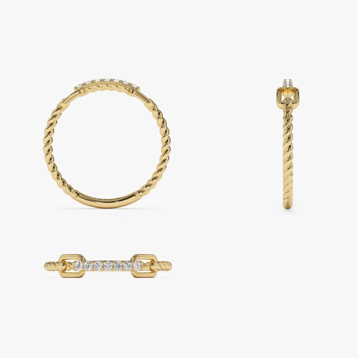 14k Braided Stackacble Pave Diamond Ring