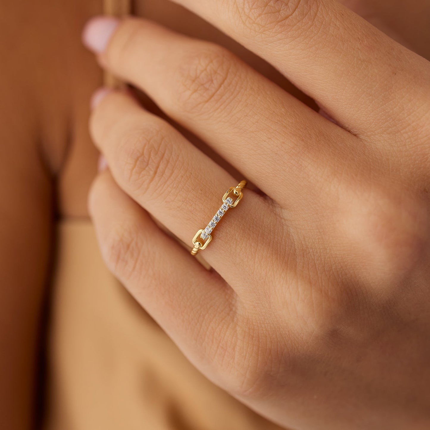 14k Braided Stackacble Pave Diamond Ring