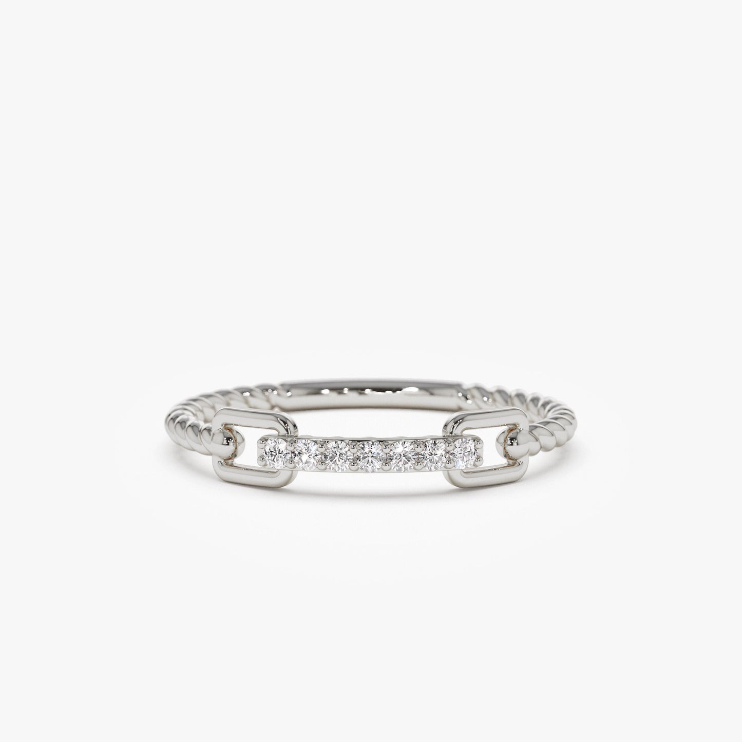 14k Braided Stackacble Pave Diamond Ring - Geum Jewels