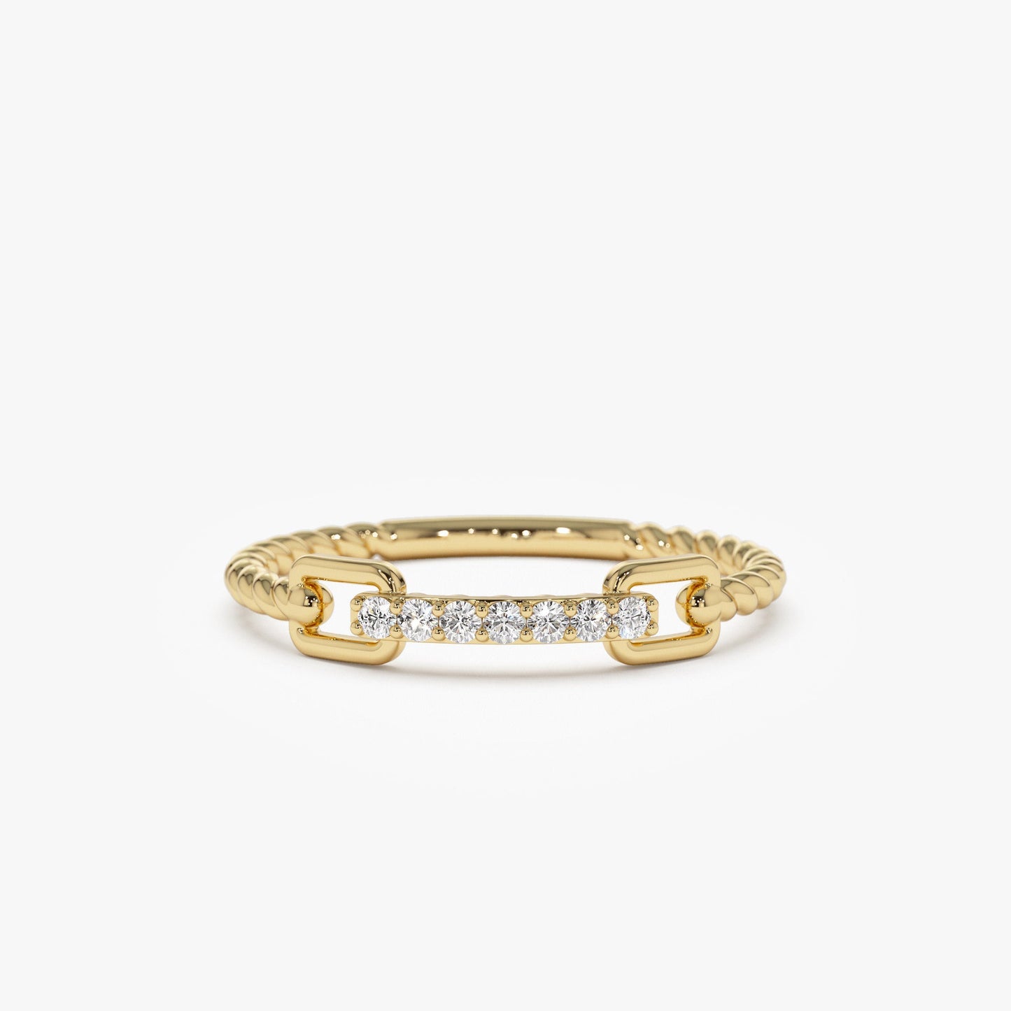 14k Braided Stackacble Pave Diamond Ring - Geum Jewels