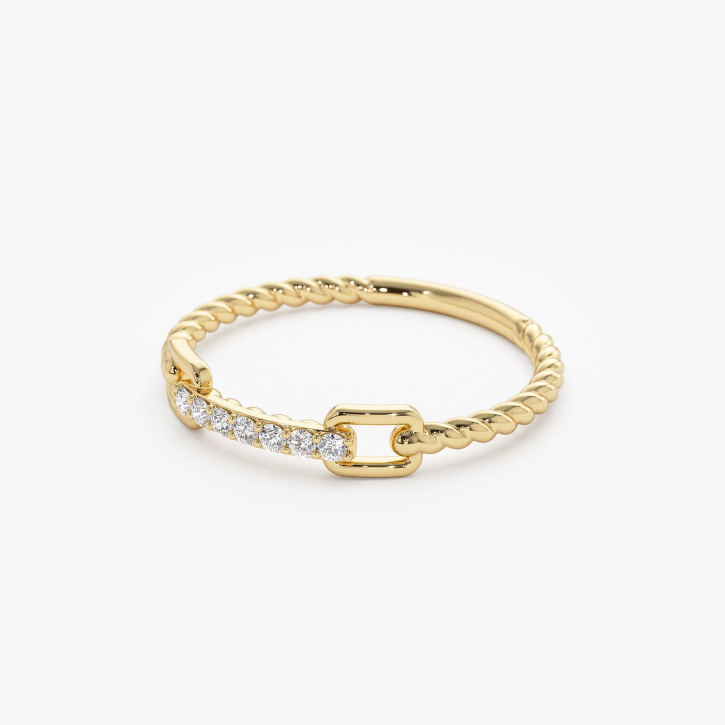 14k Braided Stackacble Pave Diamond Ring - Geum Jewels