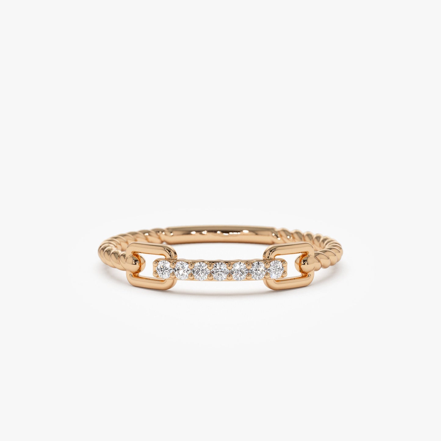 14k Braided Stackacble Pave Diamond Ring - Geum Jewels