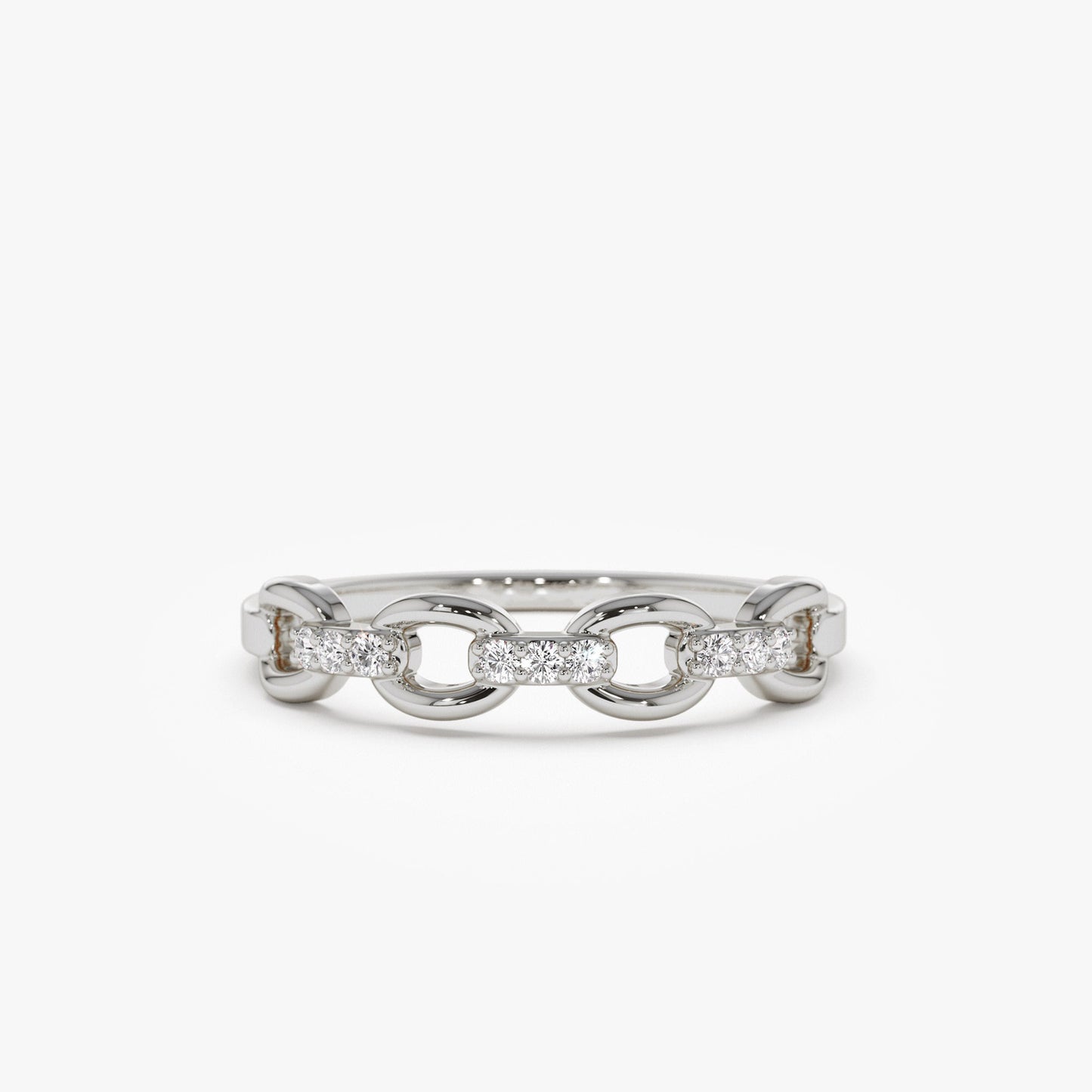 14K Cable Chain Link Diamond Ring - Geum Jewels
