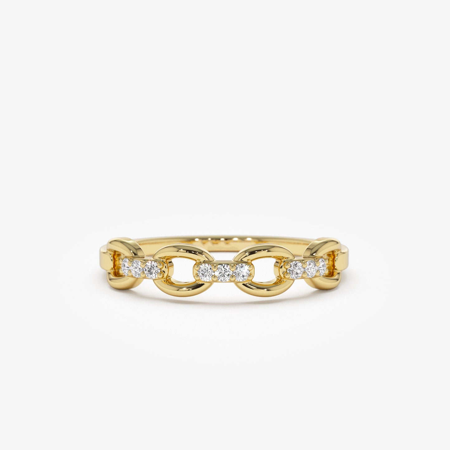 14K Cable Chain Link Diamond Ring - Geum Jewels