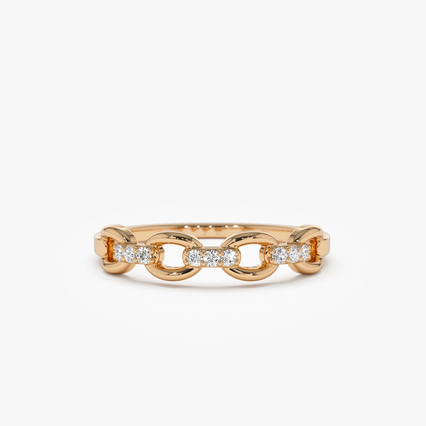 14K Cable Chain Link Diamond Ring - Geum Jewels