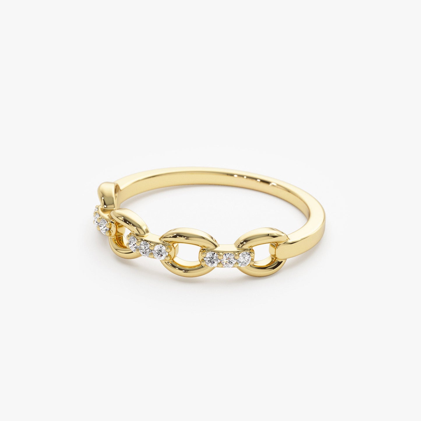 14K Cable Chain Link Diamond Ring - Geum Jewels