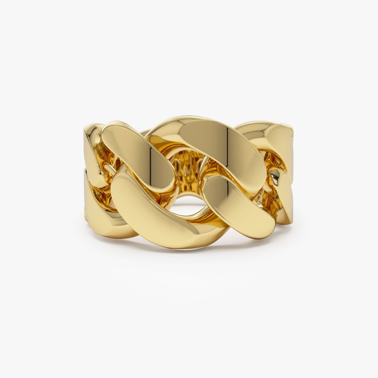 14k Chunky Cuban Curb Chain Link Ring - Geum Jewels