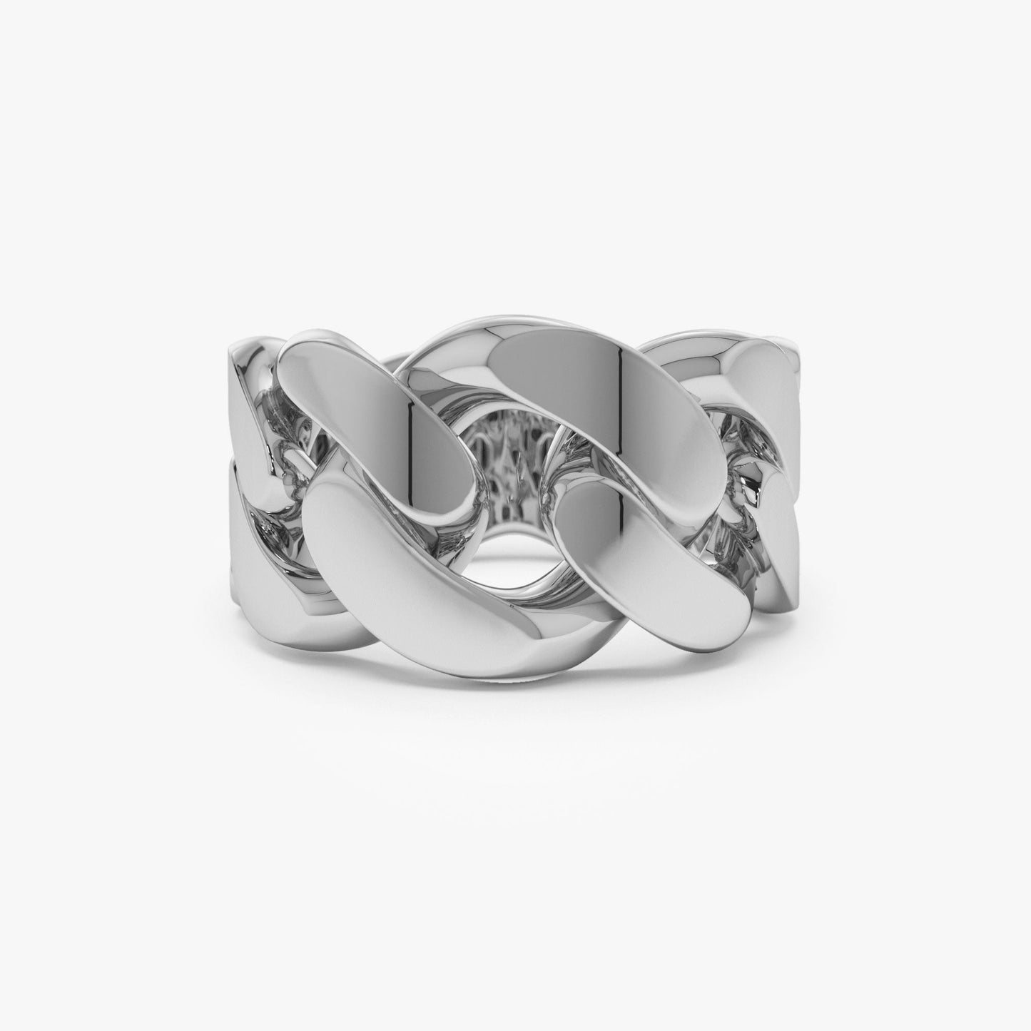 14k Chunky Cuban Curb Chain Link Ring - Geum Jewels
