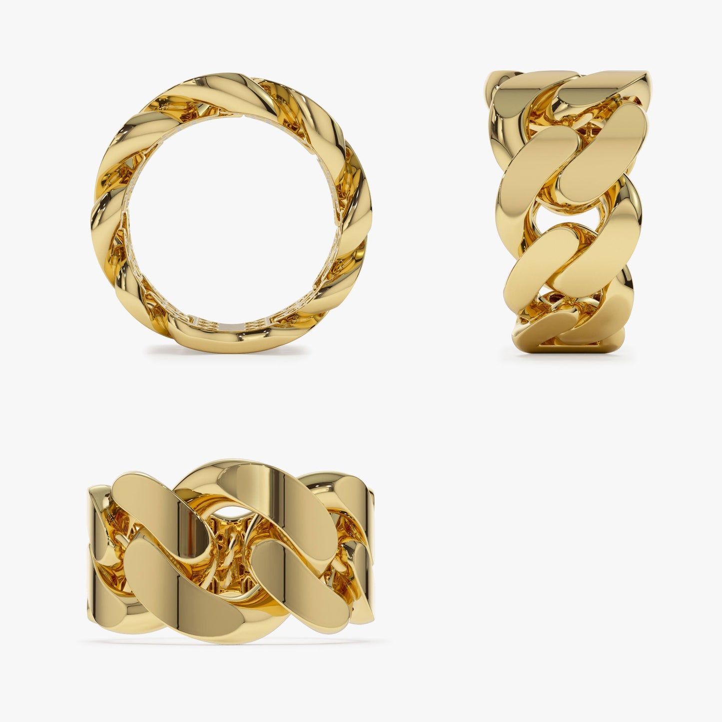 14k Chunky Cuban Curb Chain Link Ring - Geum Jewels