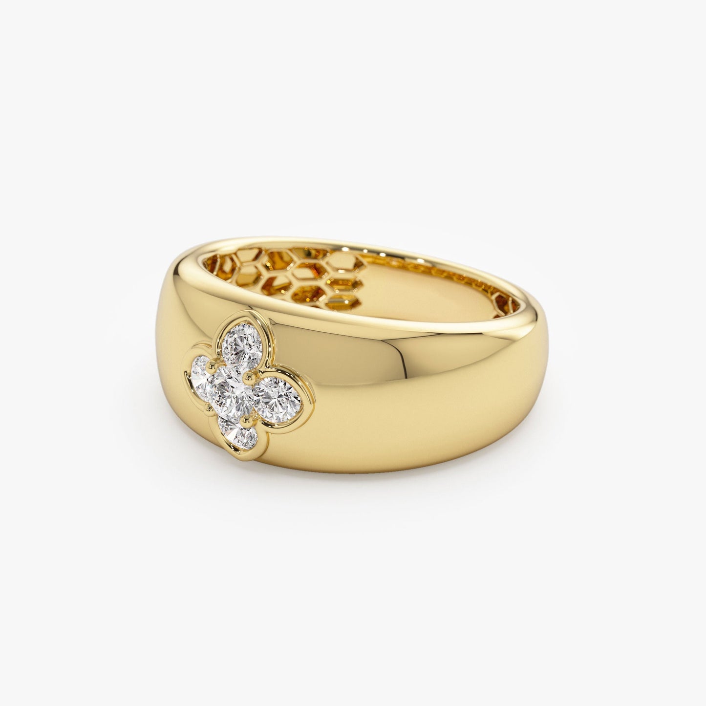 14k Chunky Diamond Clover Ring - Geum Jewels