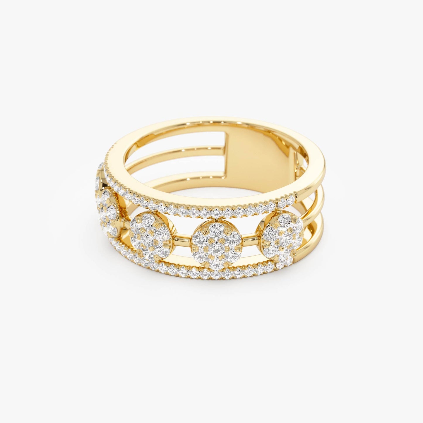 14K Circle Cluster Diamond Band Ring - Geum Jewels