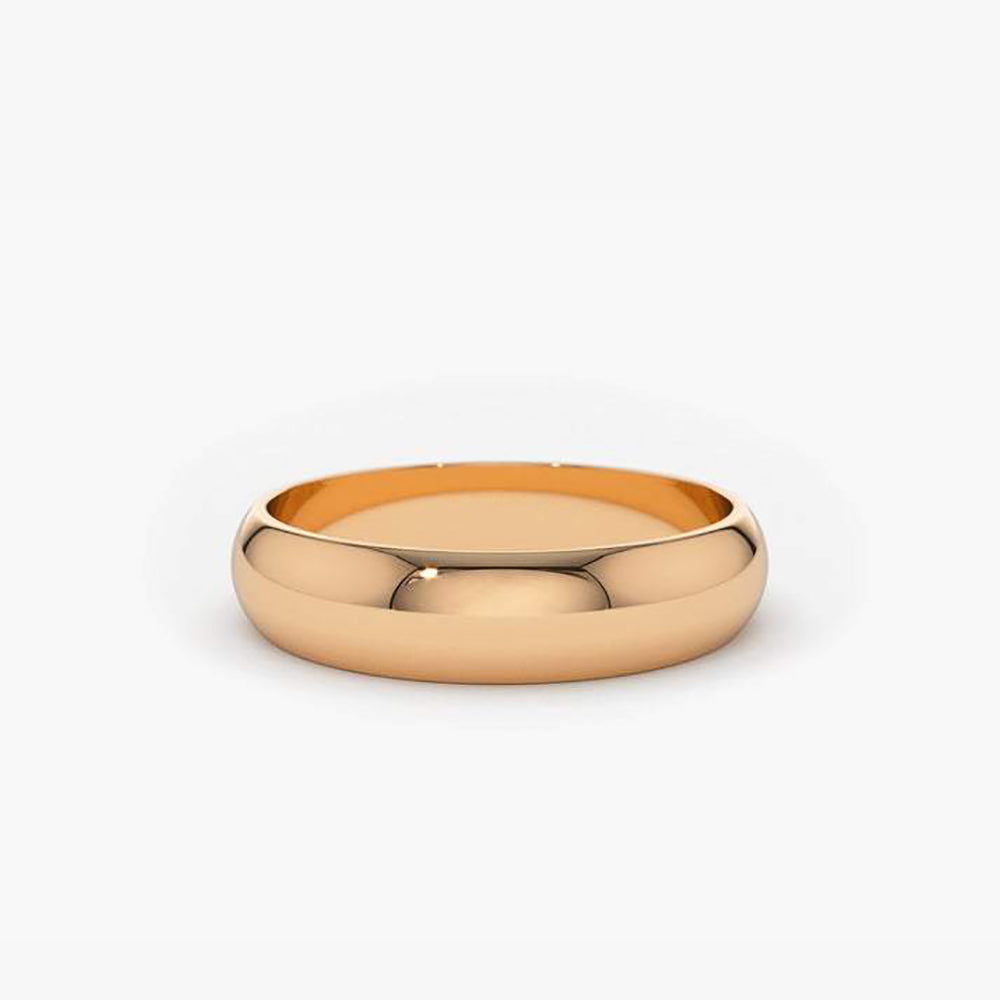 14k Classic Dome 4MM Unisex Wedding Ring - Geum Jewels
