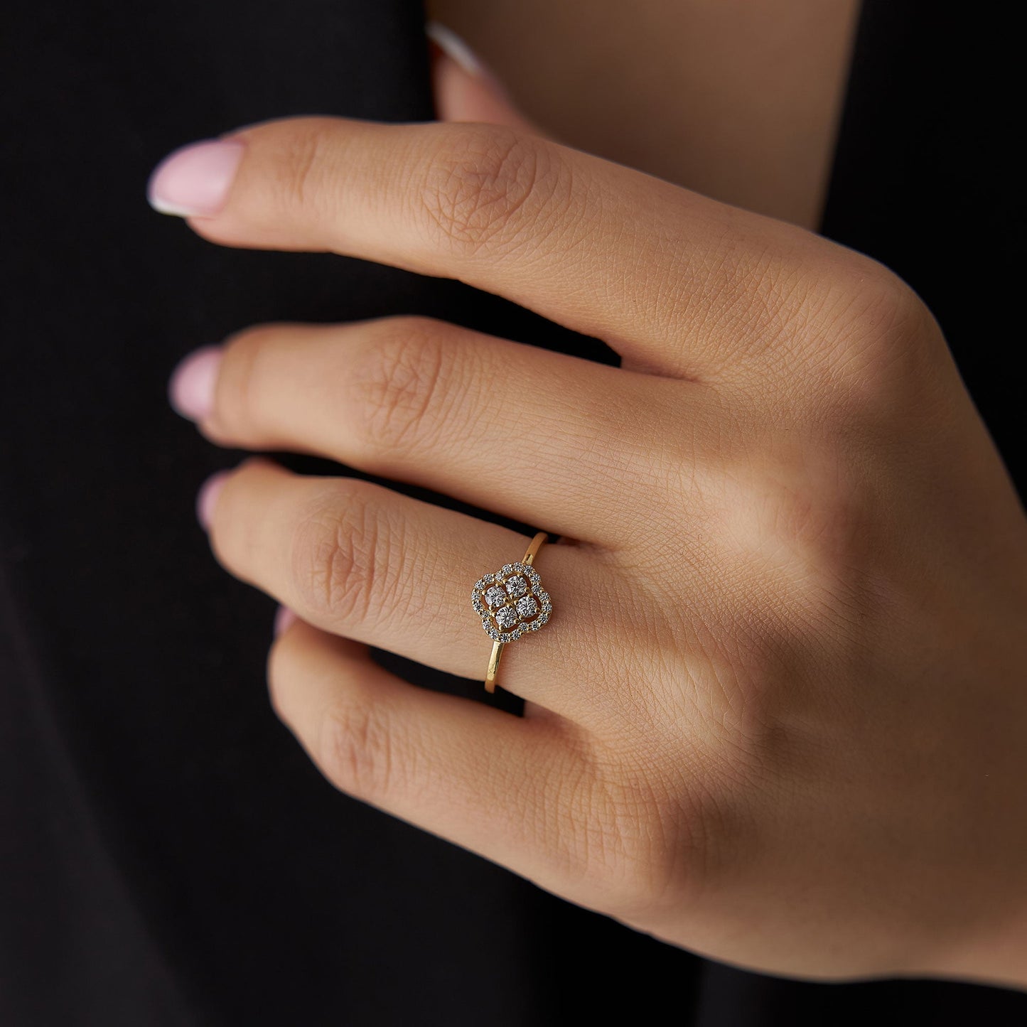 14k Clover Diamond Cluster Ring