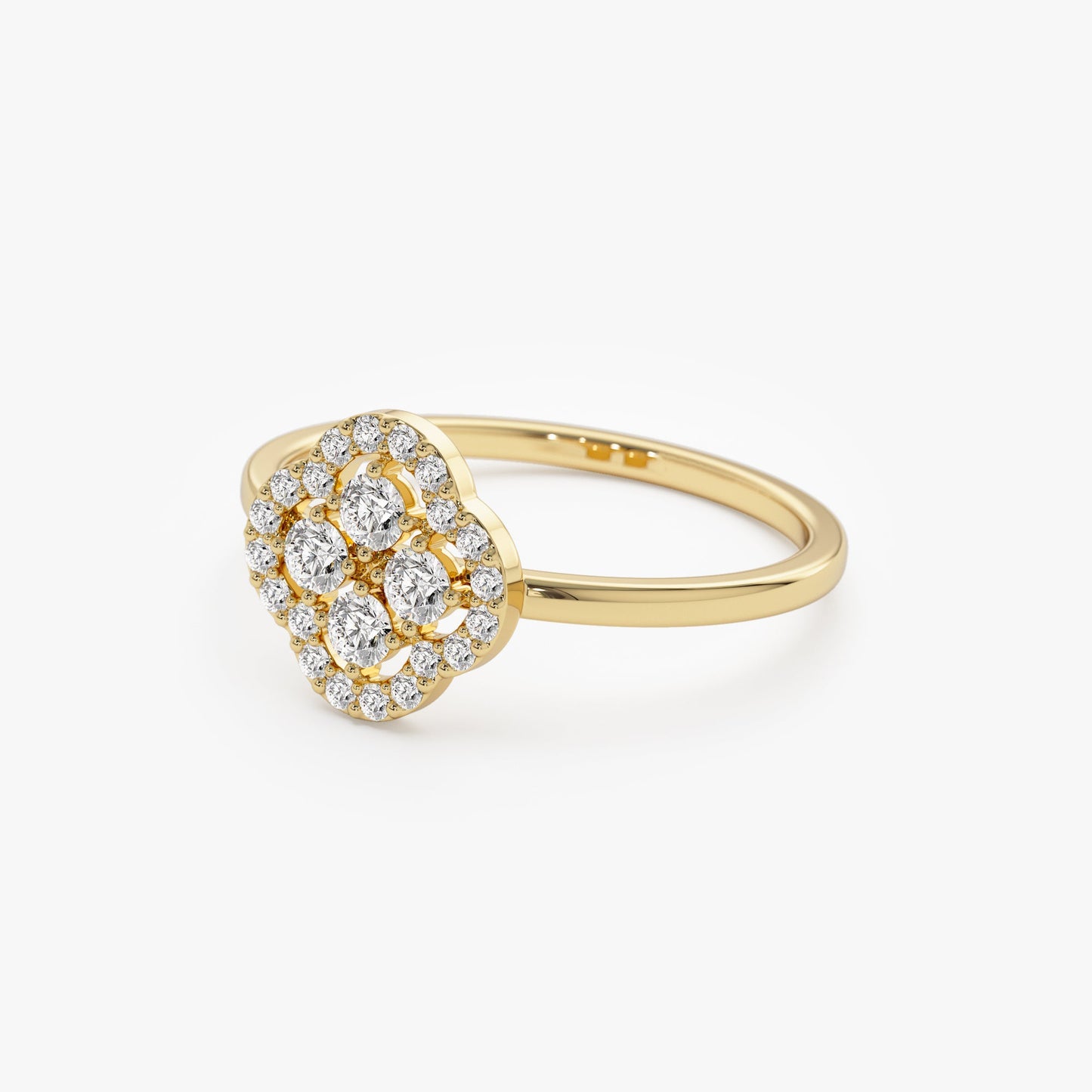 14k Clover Diamond Cluster Ring - Geum Jewels