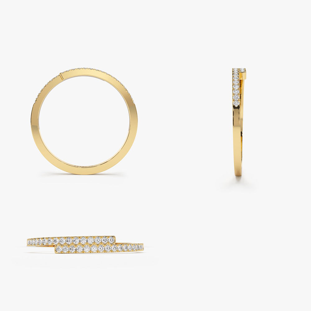 14k Cross Over Diamond Stackable Ring