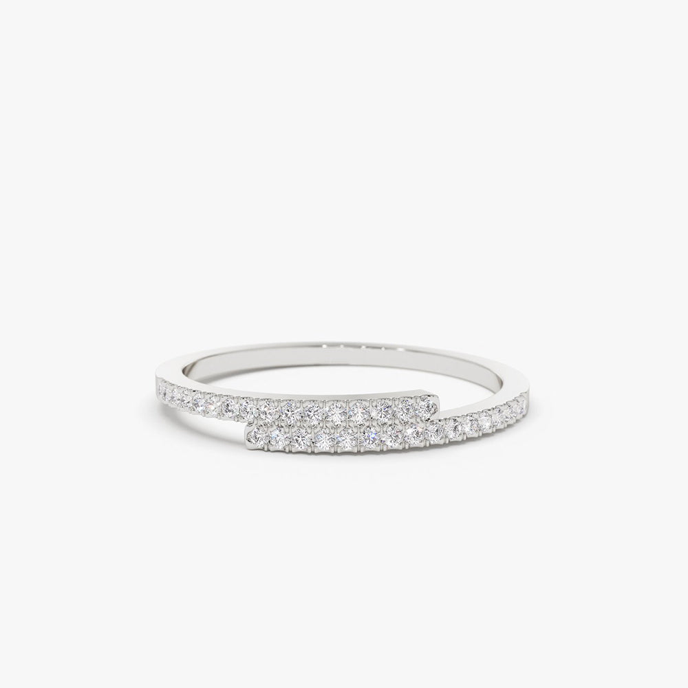 14k Cross Over Diamond Stackable Ring - Geum Jewels