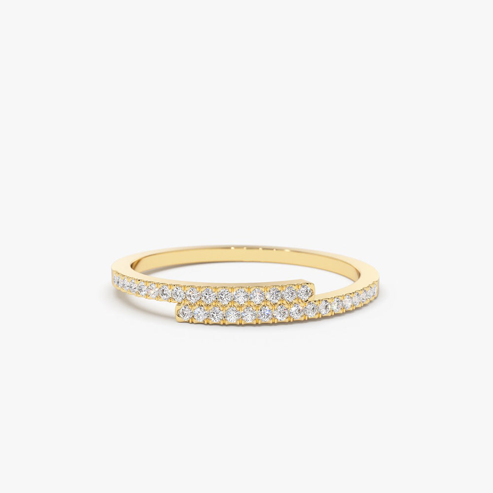14k Cross Over Diamond Stackable Ring - Geum Jewels