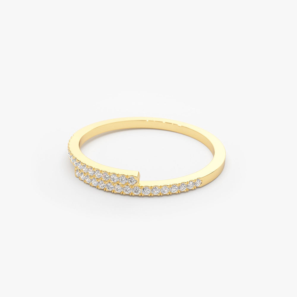 14k Cross Over Diamond Stackable Ring - Geum Jewels