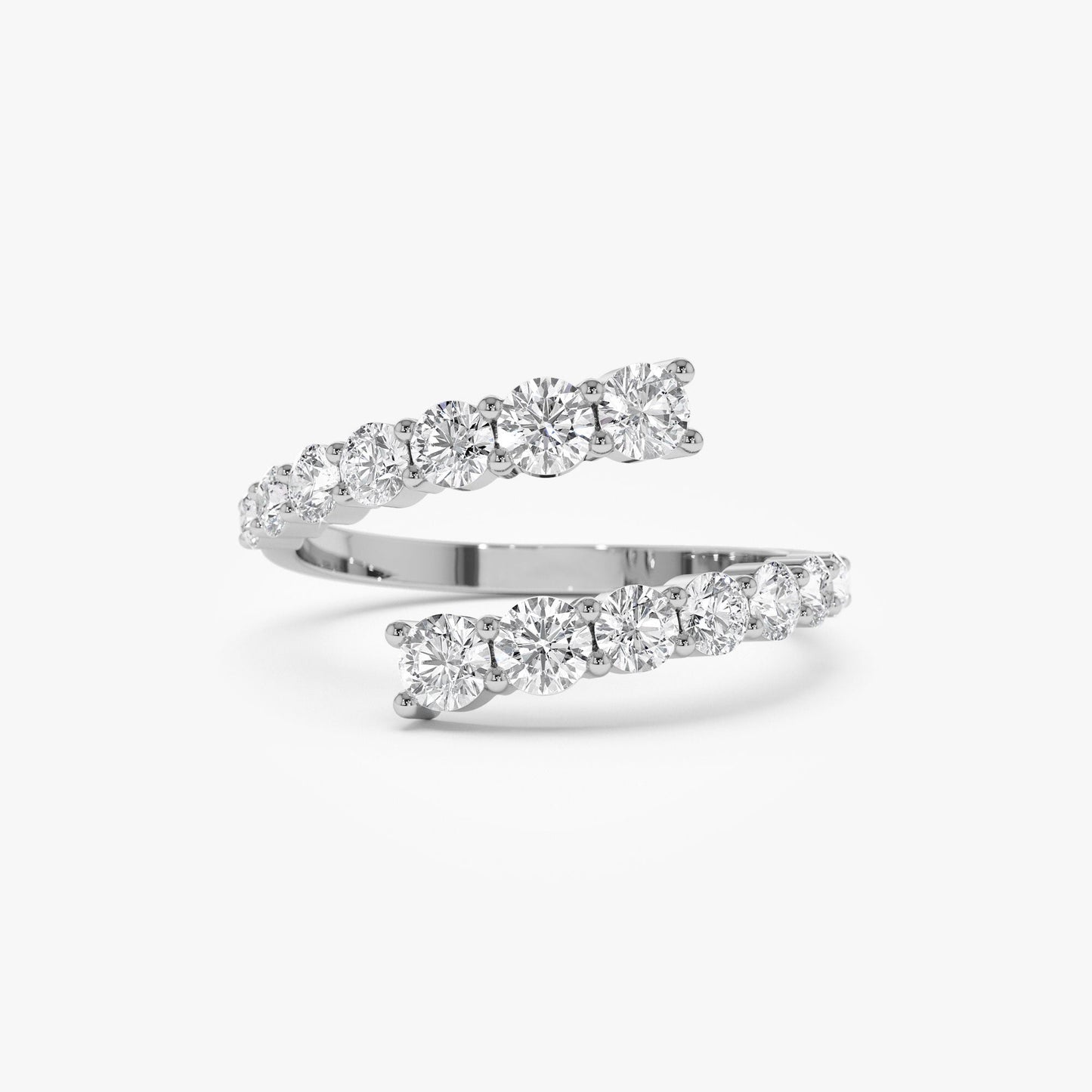 14k Cross Over Graduated Diamond Wrap Ring - Geum Jewels