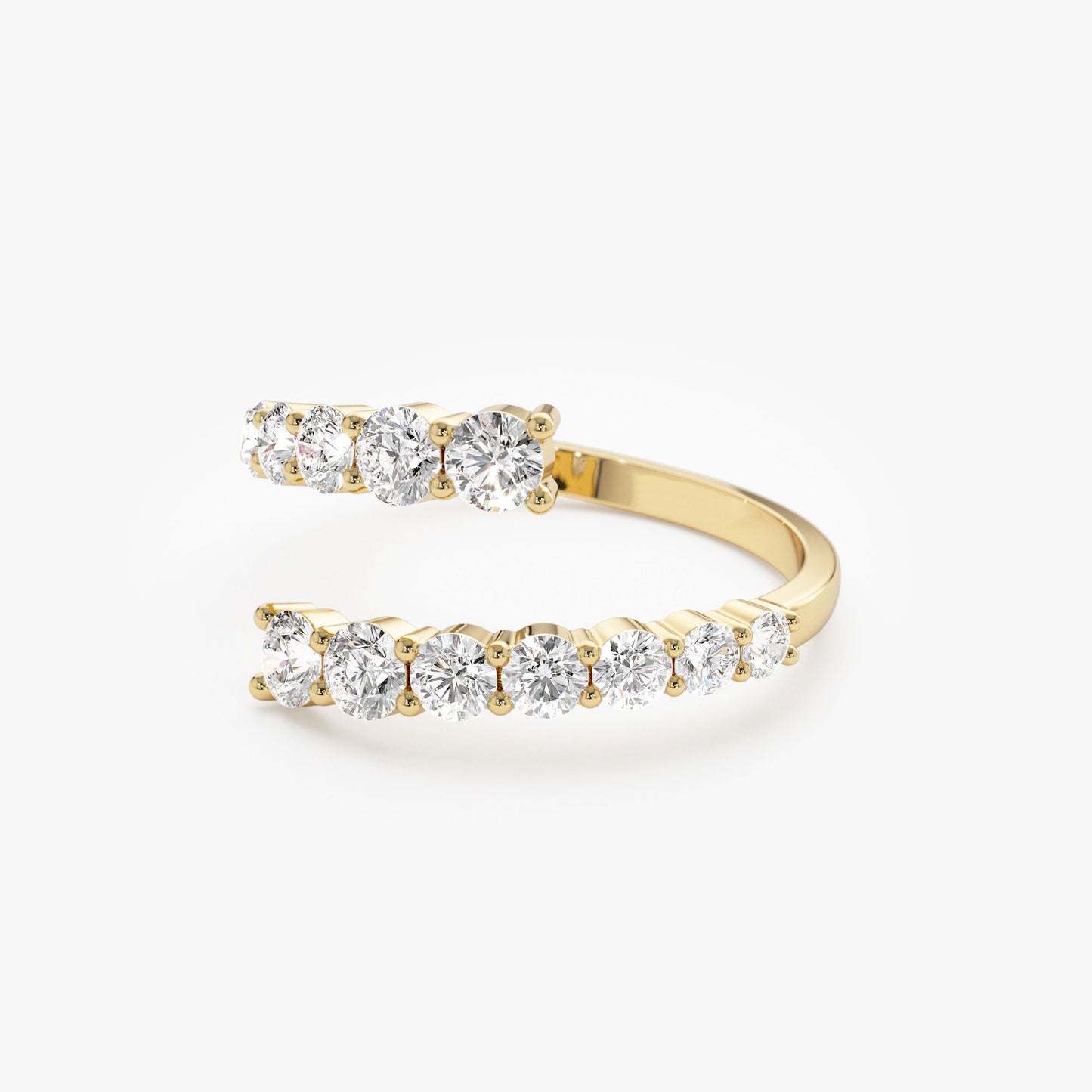 14k Cross Over Graduated Diamond Wrap Ring - Geum Jewels