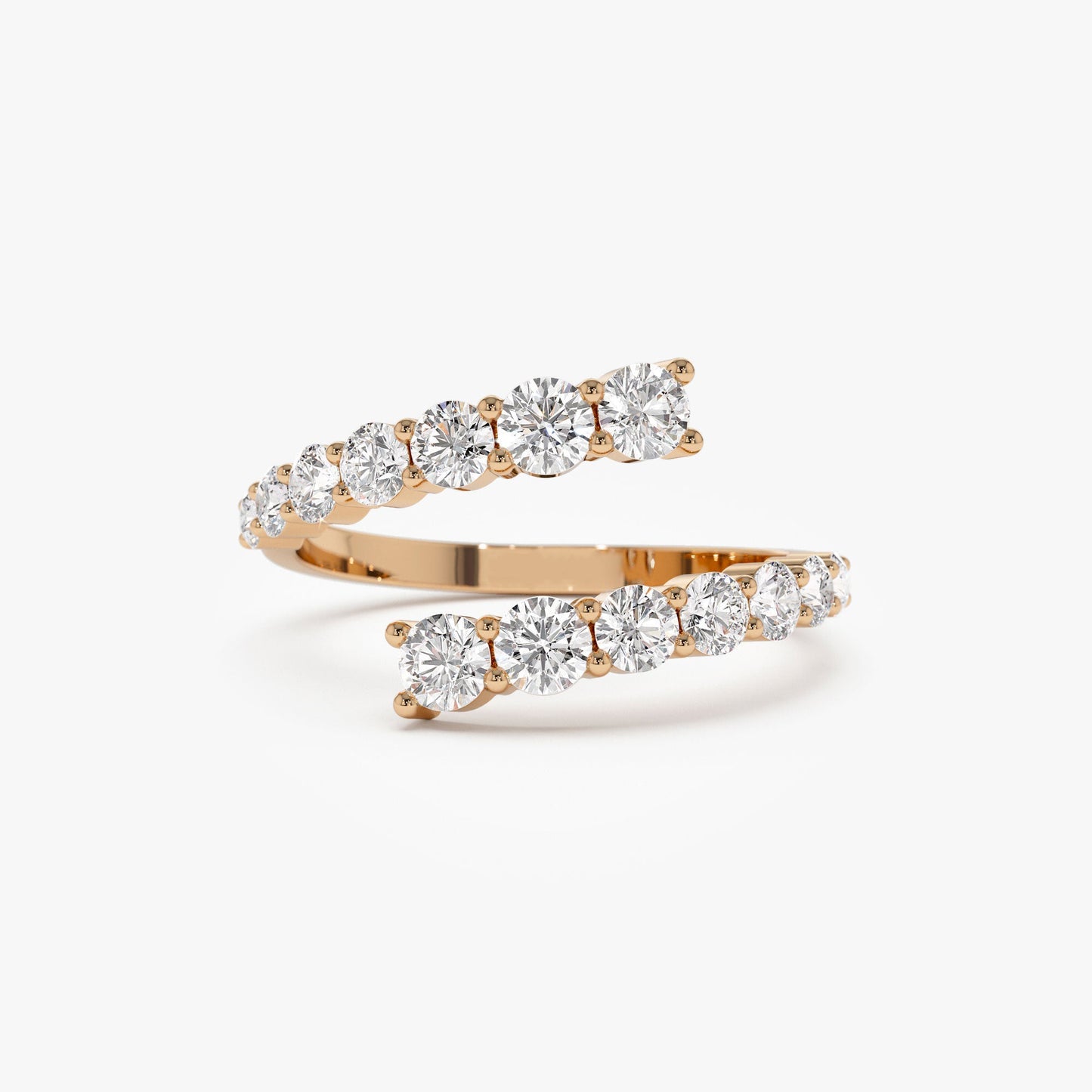 14k Cross Over Graduated Diamond Wrap Ring - Geum Jewels
