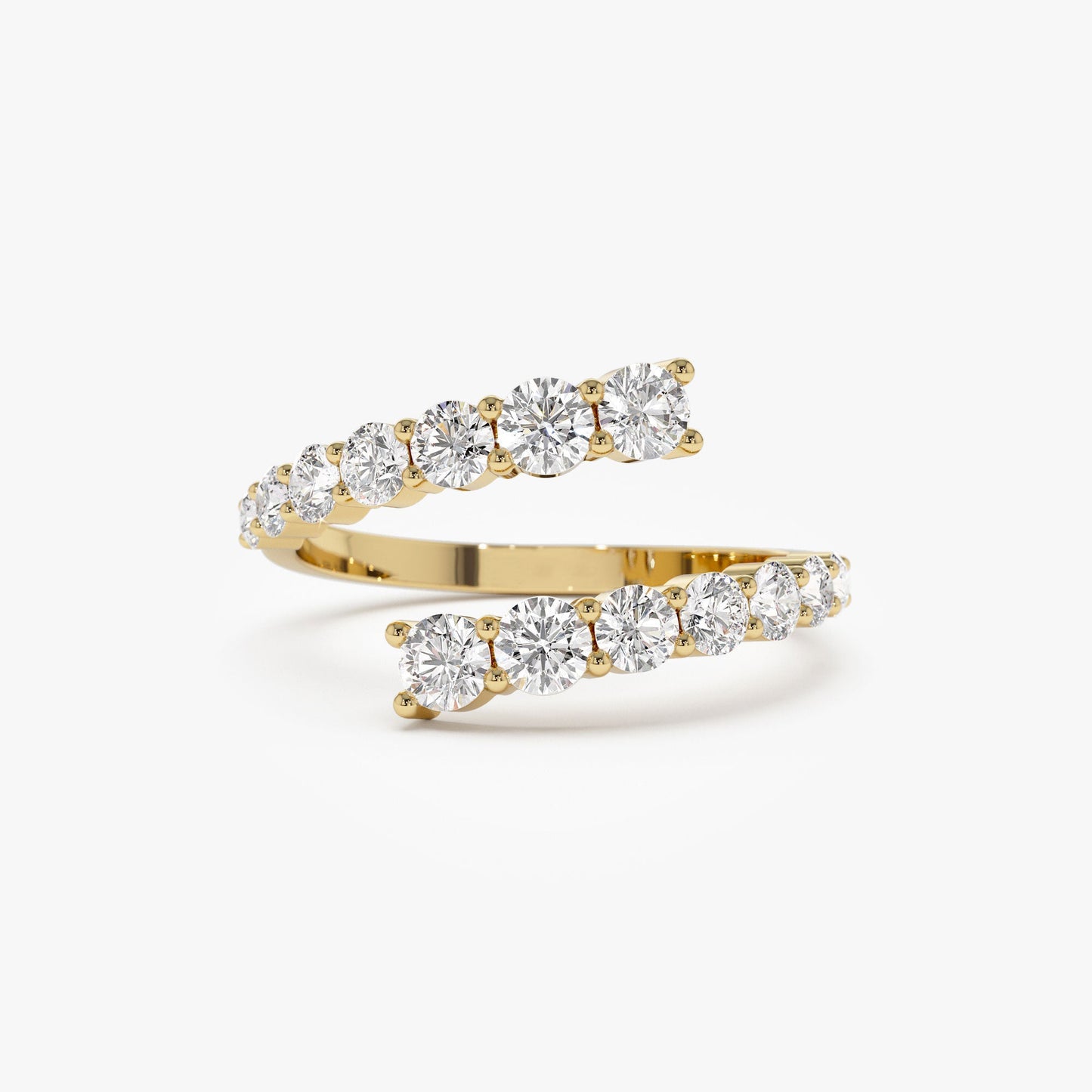 14k Cross Over Graduated Diamond Wrap Ring - Geum Jewels