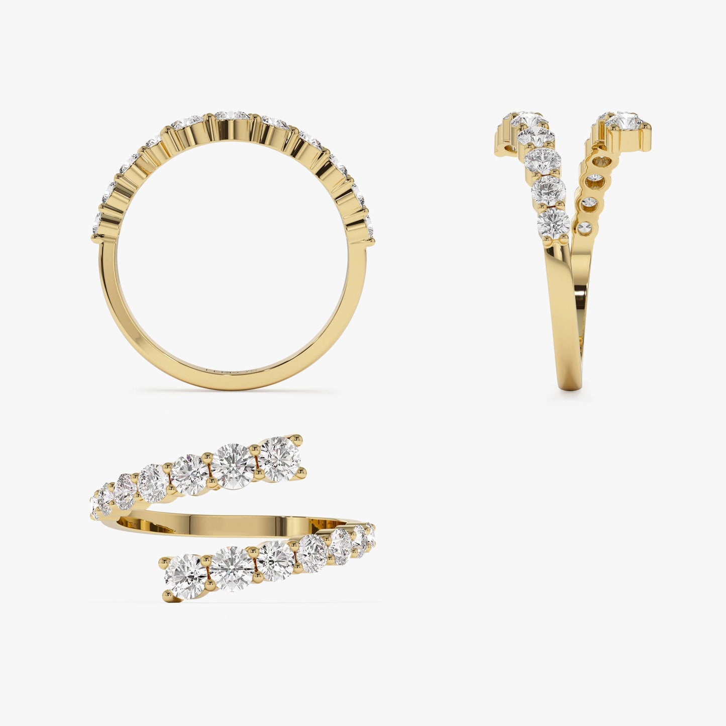 14k Cross Over Graduated Diamond Wrap Ring - Geum Jewels