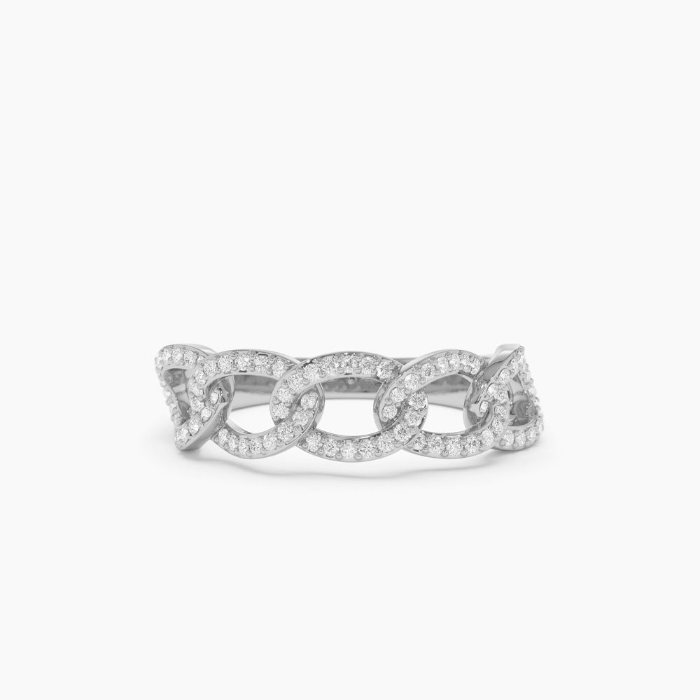 14k Curb Link Diamond Pave Ring - Geum Jewels