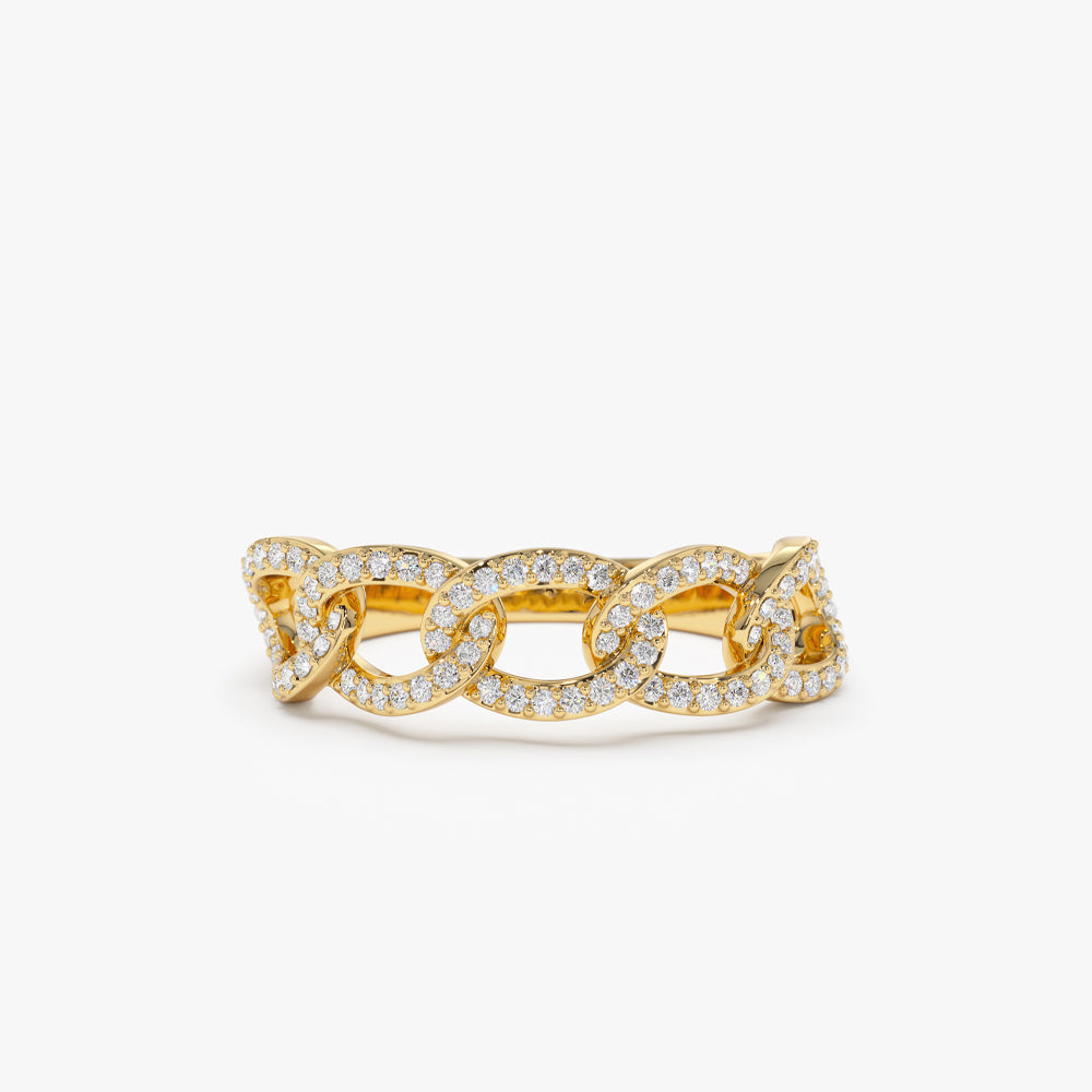 14k Curb Link Diamond Pave Ring - Geum Jewels