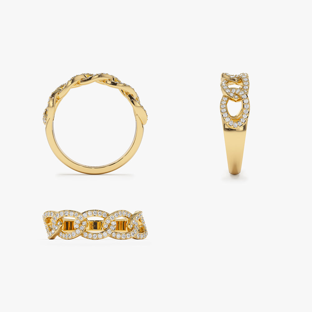 14k Curb Link Diamond Pave Ring - Geum Jewels