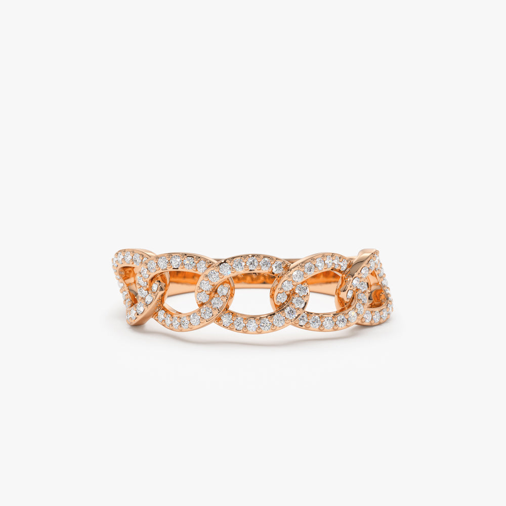 14k Curb Link Diamond Pave Ring - Geum Jewels