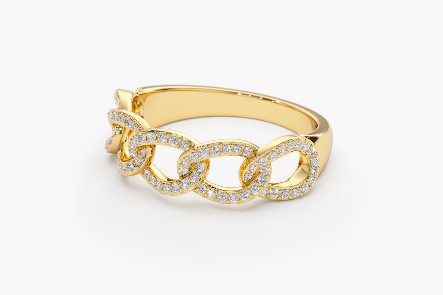14k Curb Link Diamond Pave Ring - Geum Jewels