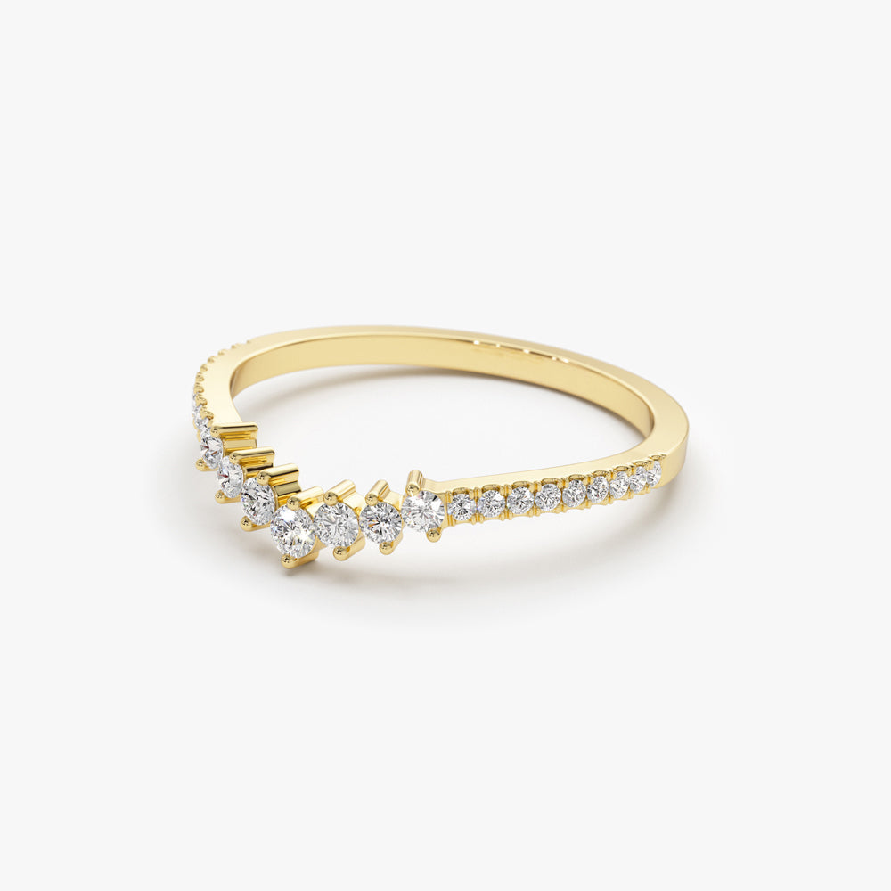 14k Curved Graduating Diamond Wedding Band - Geum Jewels