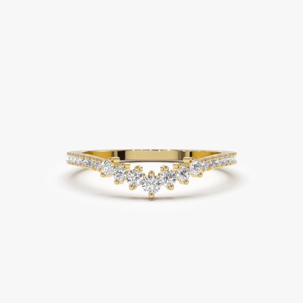 14k Curved Graduating Diamond Wedding Band - Geum Jewels