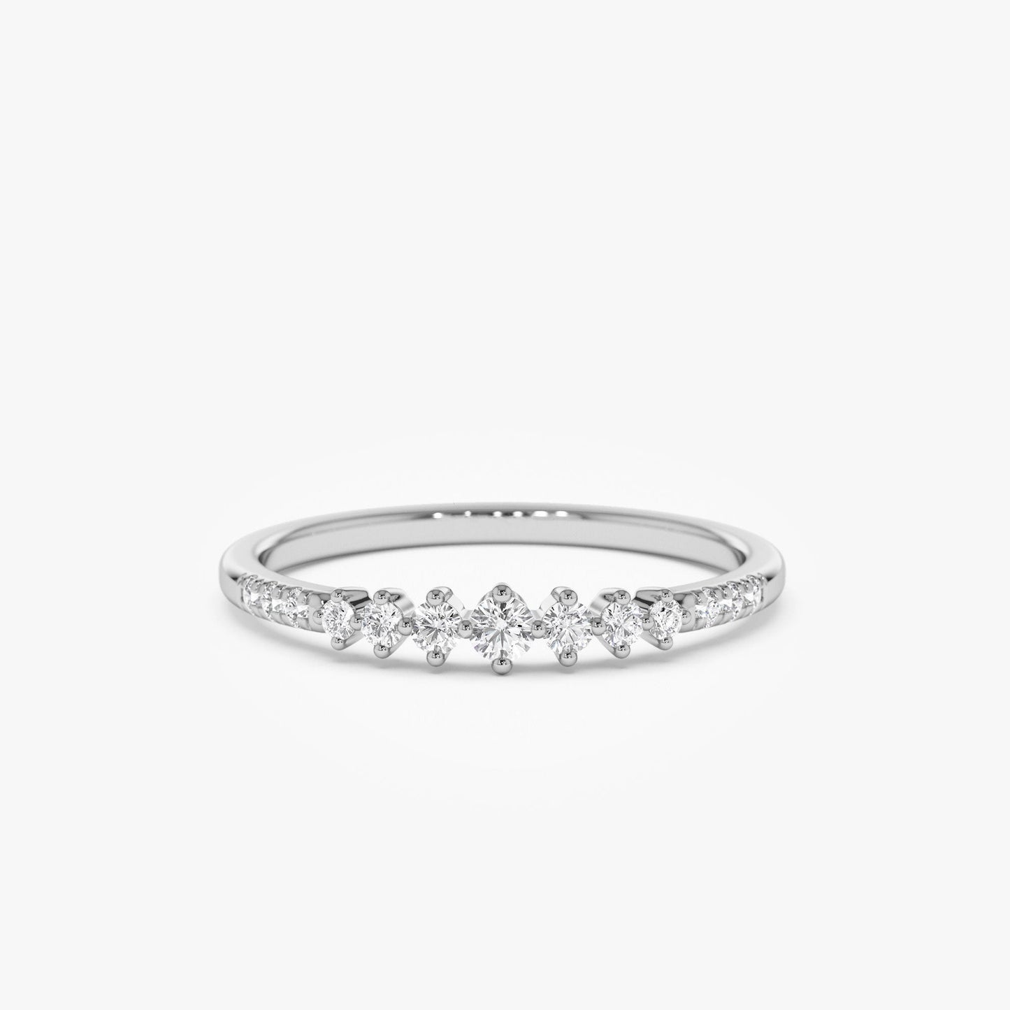 14k Dainty Graduating Diamond Wedding Ring - Geum Jewels