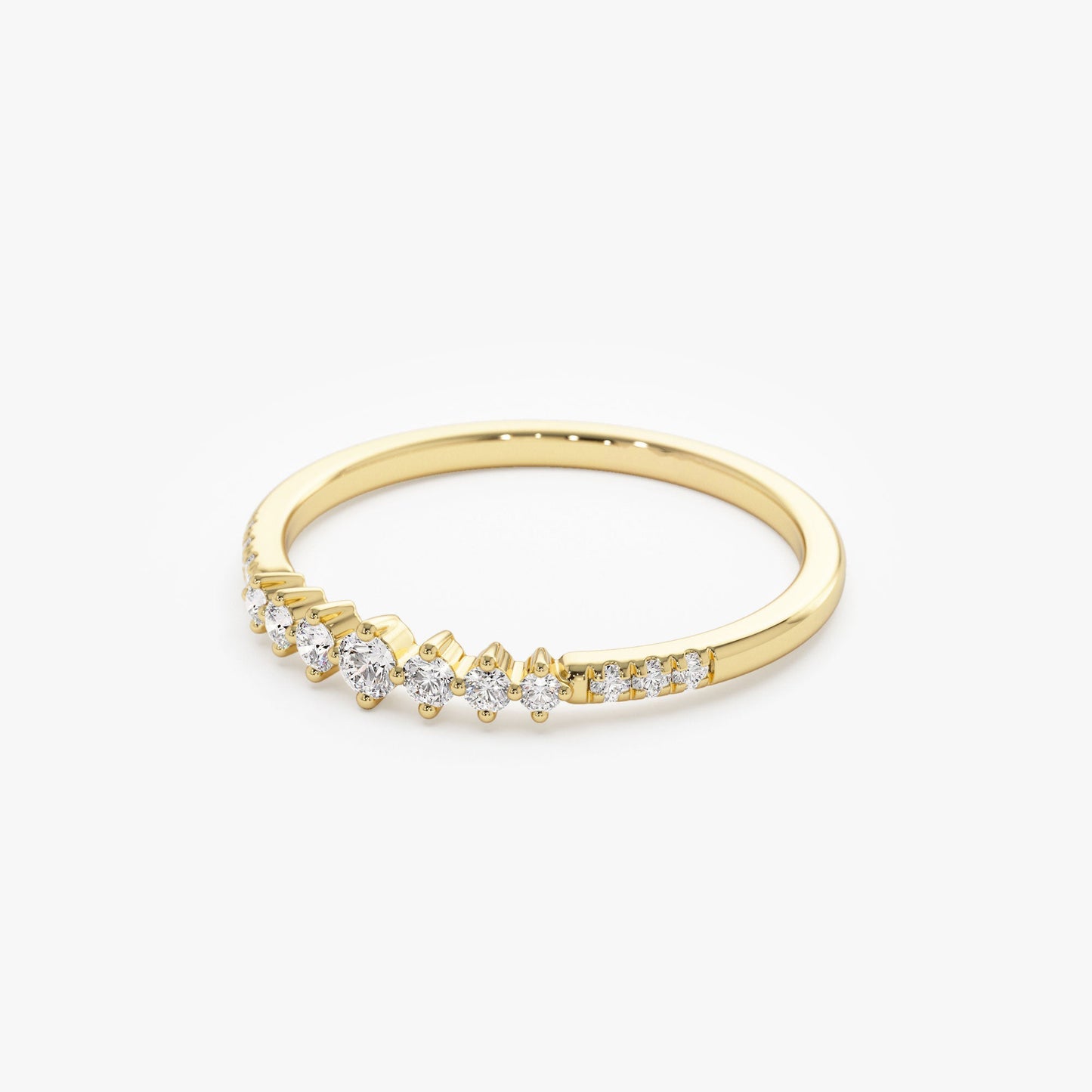 14k Dainty Graduating Diamond Wedding Ring - Geum Jewels